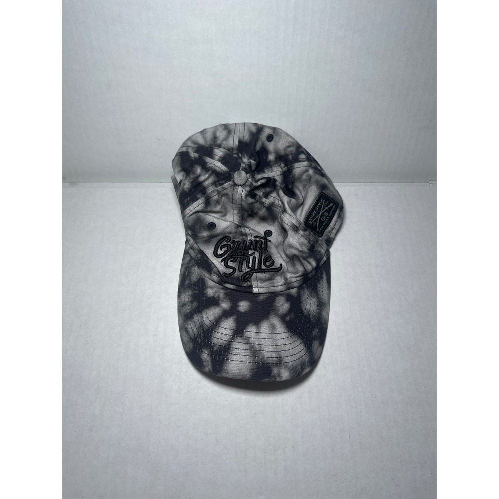 Grunt Style Tie Dye Baseball Hat Black Grey Cotton Adjustable Dad Cap Logo